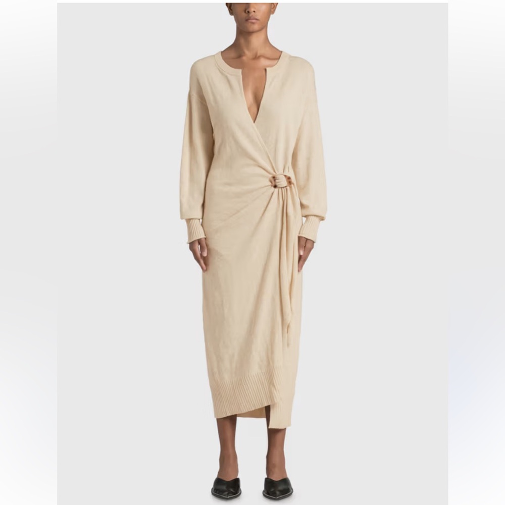 Jonathan Simkhai Evalynn Wool Blend Raglan Wrap Dress